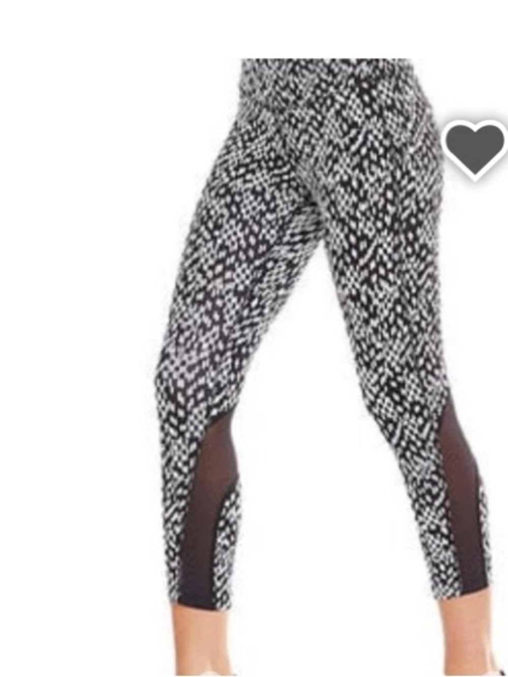 Nike Black and White Dri Fit Geo Patterned Capri Leggings with Mesh Insets